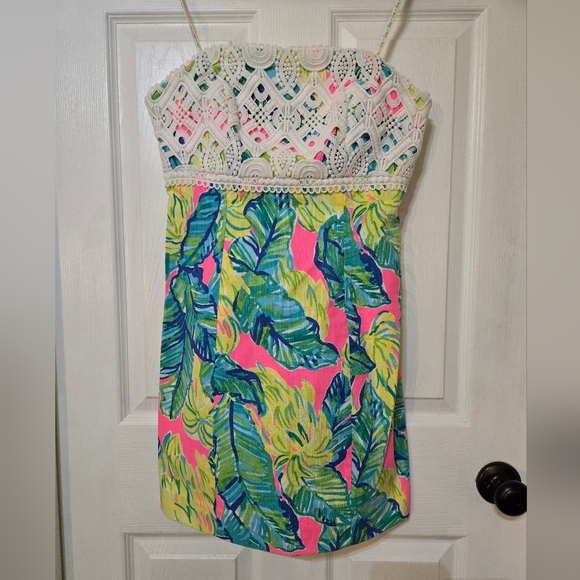 Lilly Pulitzer Strapless Dress - White, Pink, Green - Picture 2 of 4